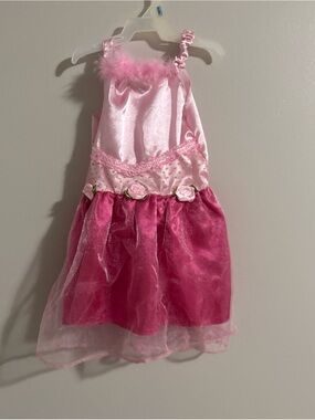 Unlisted Pink Two-Tone Tulle Floral Trim Kids Dress